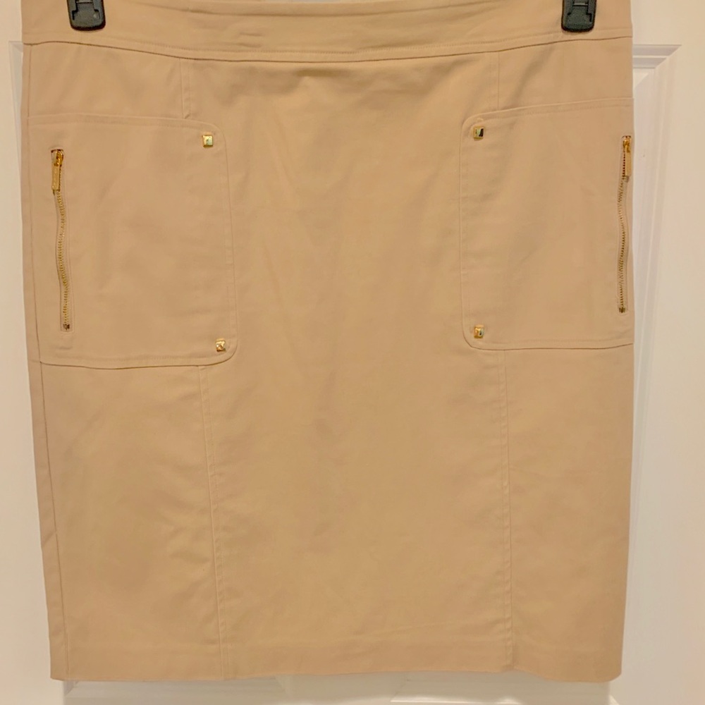 Calvin Klein Lined Skirt with 2 Pockets, Tan, 16
